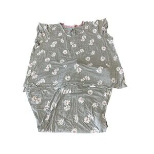 Joyspun 3X Pajama Set Top and Cropped Pants Gray Floral Sleepwear‎ Loungewear